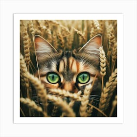 Cat In Wheat Field 2 Art Print