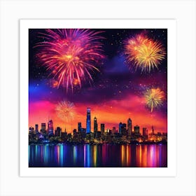 New York City Fireworks Art Print