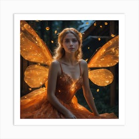 Orange firefly fairy Art Print