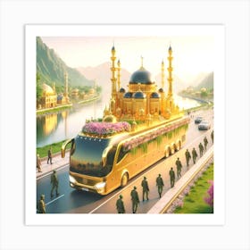 Golden Bus Art Print