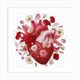 Heart With Flowers Art Print