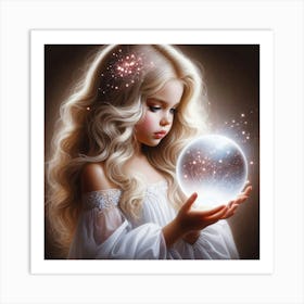 Little Girl Holding A Crystal Ball 1 Art Print