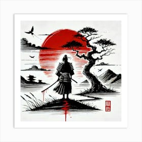 Samurai and sunrise Poster