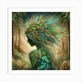 Woman In The Forest 2 Art Print