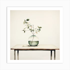 Vase With A Leaf Art Print