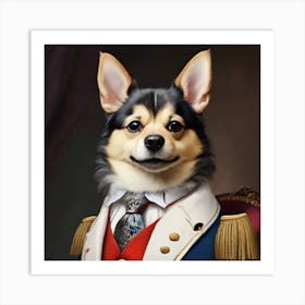 Corgi In Uniform Art Print