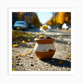 A Micro Tiny Clay Pot Full Of Dirt With A Beautifu (1) Art Print