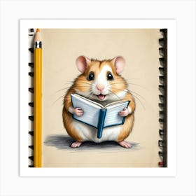 Hamster Reading A Book 14 Art Print