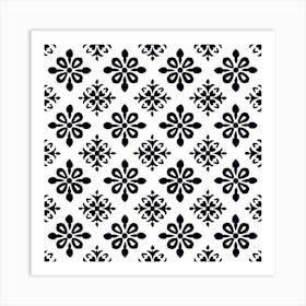 Black And White Floral Pattern Art Print