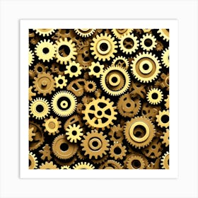 Realistic Gear Flat Surface Pattern For Background Use (85) Art Print