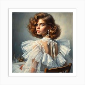 Woman In A White Dress Art Print