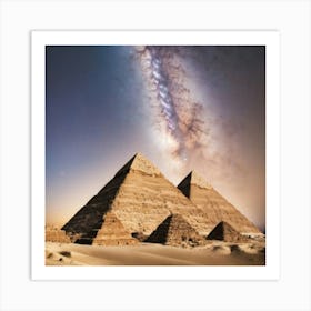 Pyramids And Milky Way Art Print