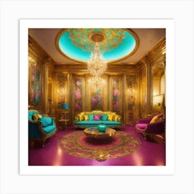 Futuristic Beautiful French Mansion Interior Sitti (17) Art Print