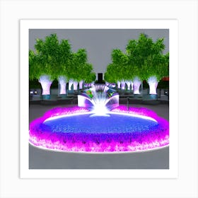 Fountain In The Park 2 Art Print