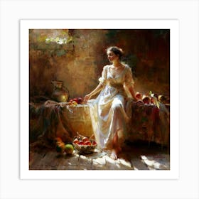 Woman With Fruit Art Print