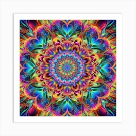 Psychedelic Bliss: A Colorful and Hypnotic Mandala Art Art Print