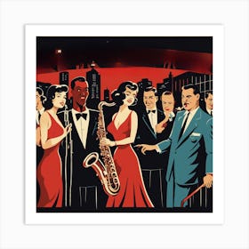 Retro Jazz Night art print Art Print