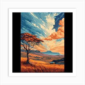 Sunset In The Savannah Art Print