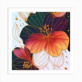 Abstract Flowers Art Print