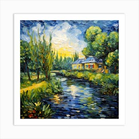 Riverside Idyll: Blooming Peace Art Print