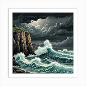 Wave Crashing On Rocks In The Ocean Art Prints (2) Art Print