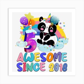 5th Birthday 5 Year Old Panda Awesome Since 2018 Girlsns 1 Art Print