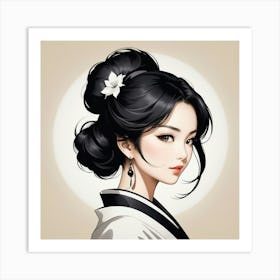 Geisha Girl Ar1 Art Print