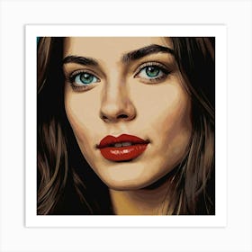 Portrait Of A Woman With Dark Hair Art Print