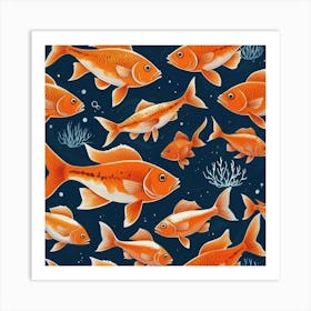 Default Fish Shaul Nautical Orange Art 3 Art Print