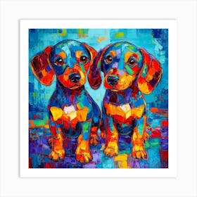 Two Dachshunds Art Art Print