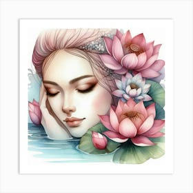 Lotus Flower Girl Art Print