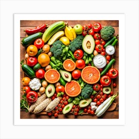 Variety Of Fruits And Vegetables Art Print