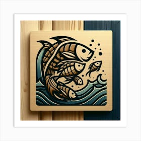 Fish In The Sea,fish school in the waves Art Print