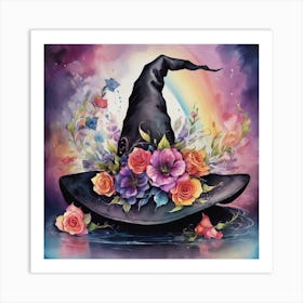 Witch Hat With Flower Art Print