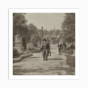 Man Walking In Cemetery Art Print