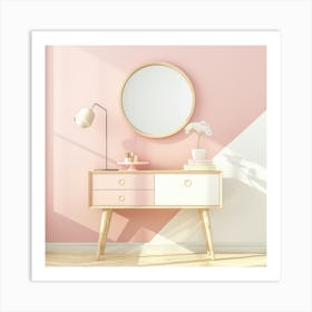 Pink Bedroom Interior 3d Rendering Art Print