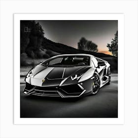 Black And White Lamborghini 2 Art Print