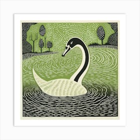 Swan In Water Poster