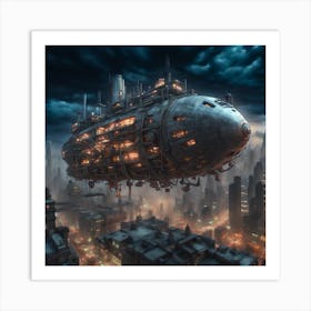 Cyberpunk airship Art Print