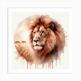 Lion Watercolor Painting 1 Art Print