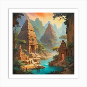 Egyptian Temple Art print paintings Art Print