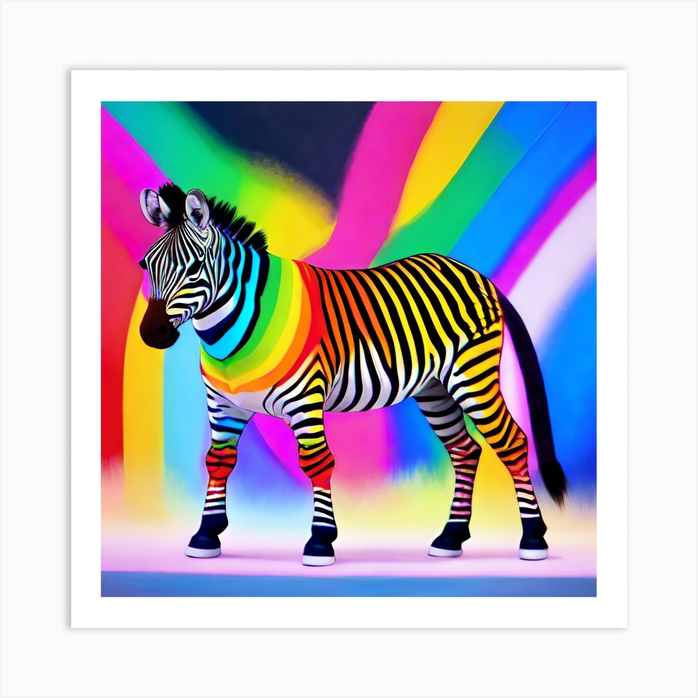 Rainbow Zebra Colorful Animal Art Print