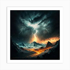 Impressive Lightning Strikes In A Strong Storm 7 Art Print