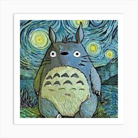 Totoro Starry Night Art Print