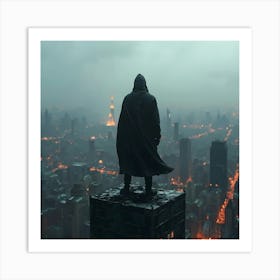 Man On Top Of A Building 1 Art Print