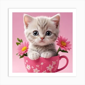 Kitten In A Cup Art Print