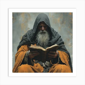 Old Man Reading A Book Art Print