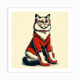 Cat With Glasses Art Print