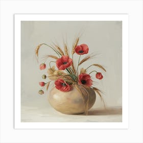 Poppies In A Vase Art Print