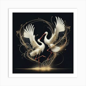 White Storks Art Print